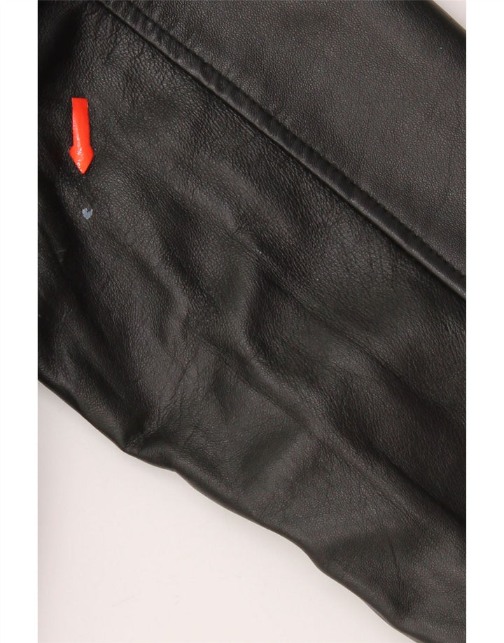 Conbipel Mens Bomber Leather Jacket IT 48 Medium Black Leather