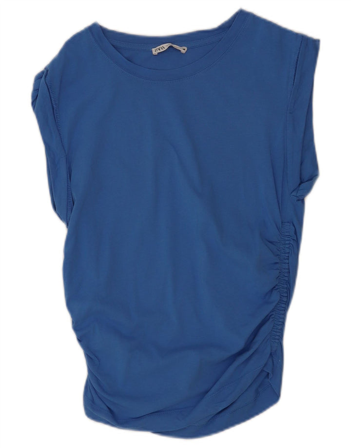 Zara Womens Sleeveless Blouse Top UK 10 Small Blue