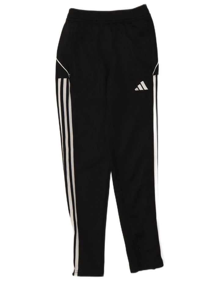 ADIDAS Boys Tracksuit Trousers 11-12 Years Black Polyester