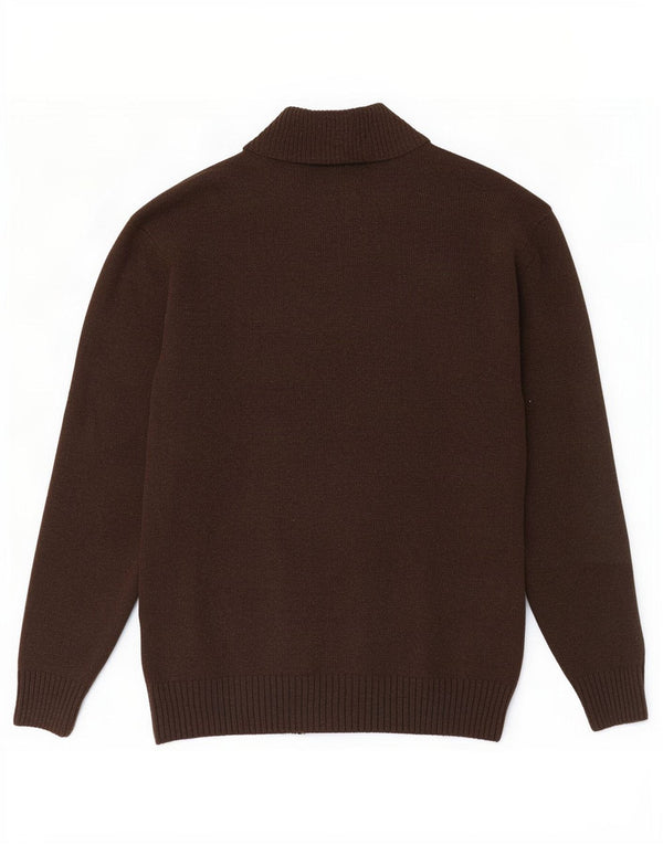 Pulover cardigan cu fermoar complet pentru bărbați Ivy Oxford XL Lână maro