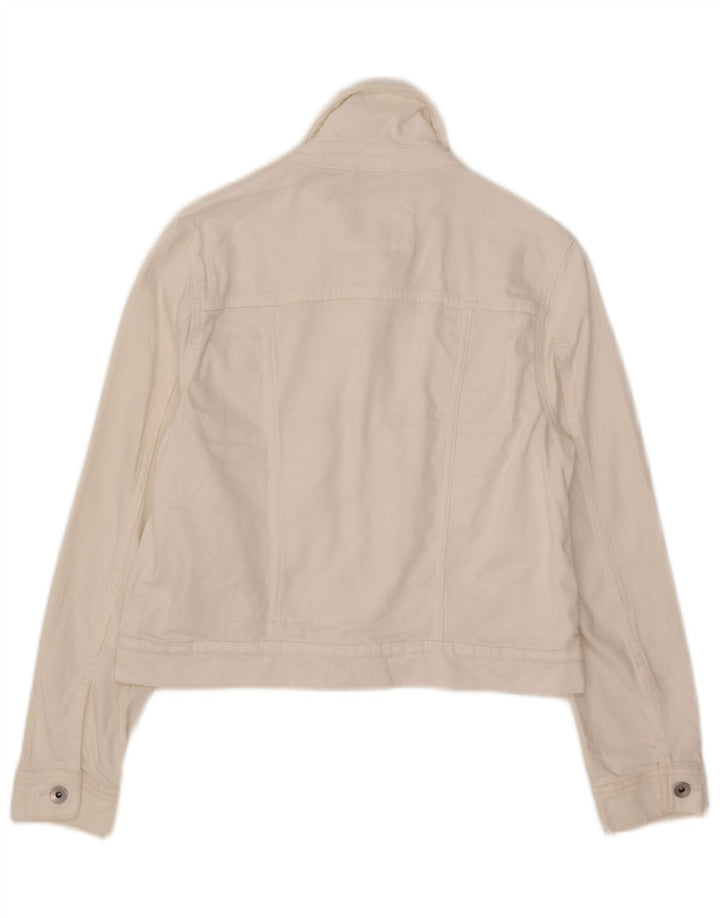 Marks & Spencer Damen Crop Denim Jacke UK 12 Mittelweiße Baumwolle