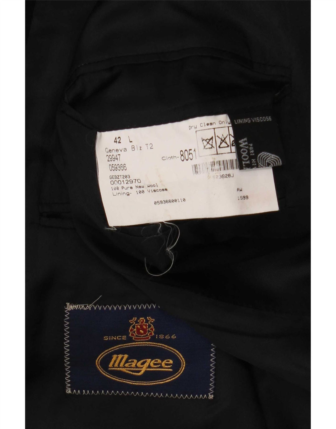 Magee Chaqueta Blazer de 2 Botones para Hombre UK 42 XL Azul Marino Lana Nueva