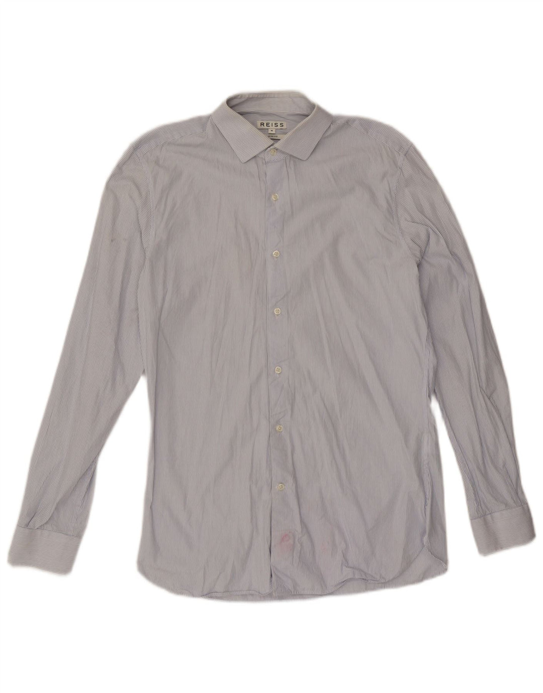 Reiss Mens Slim Fit Shirt Medium Blue Striped Cotton