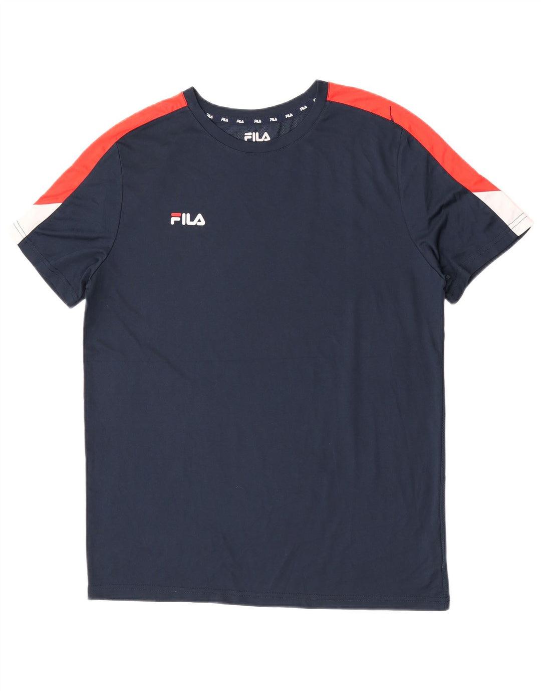 Fila T-Shirt Homme Haut Large Bleu Marine Colorblock Polyester