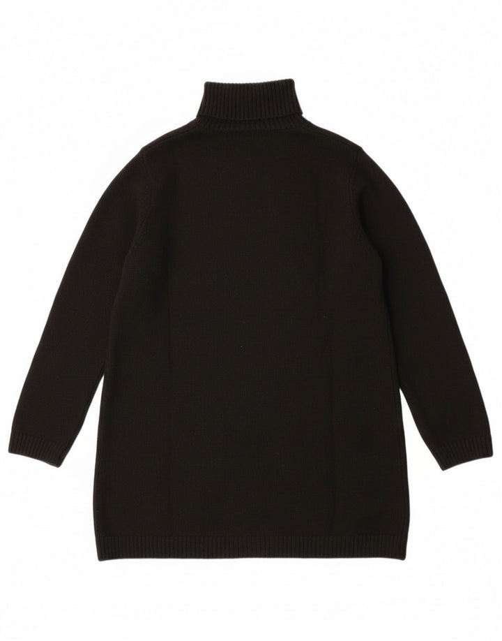 Zara Womens Longline Roll Neck Jumper Sweater UK 14 Medium Black Polyester