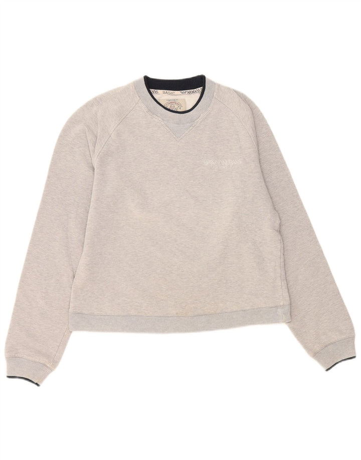 ARMANI JEANS Womens Sweatshirt Jumper UK 14 Medium Grey Cotton