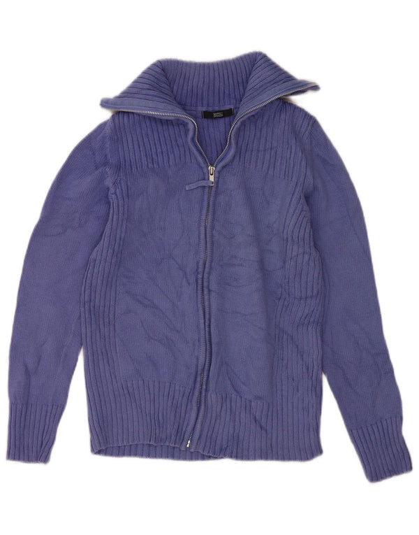 Marks & Spencer Womens Cardigan Sweater UK 12 Medium Purple Cotton