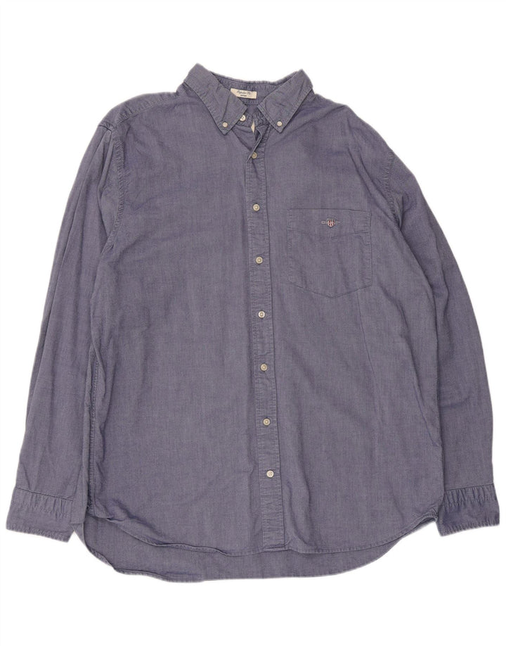 Gant Mens Regular Fit Shirt Size 45/46 2XL Blue Cotton