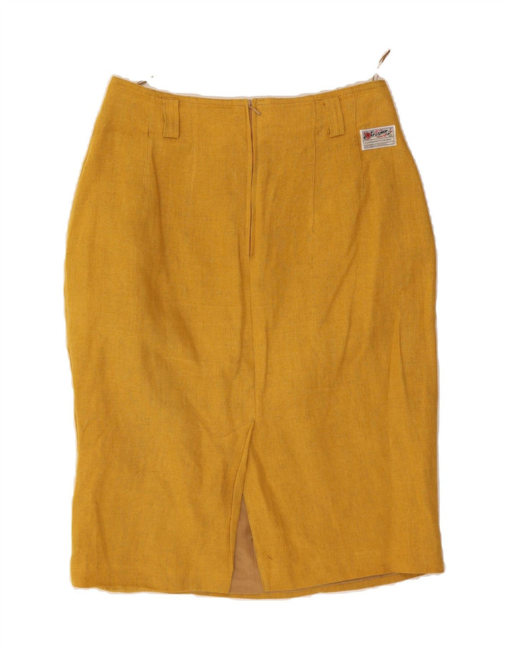 ROSNER Womens Pencil Skirt EU 40 Medium W30  Yellow Linen Vintage Rosner and Second-Hand Rosner from Messina Hembry 