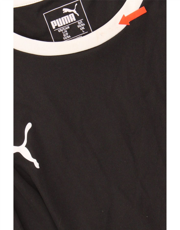 PUMA Mens Graphic Top Long Sleeve Large Black Colourblock Polyester Vintage Puma and Second-Hand Puma from Messina Hembry 