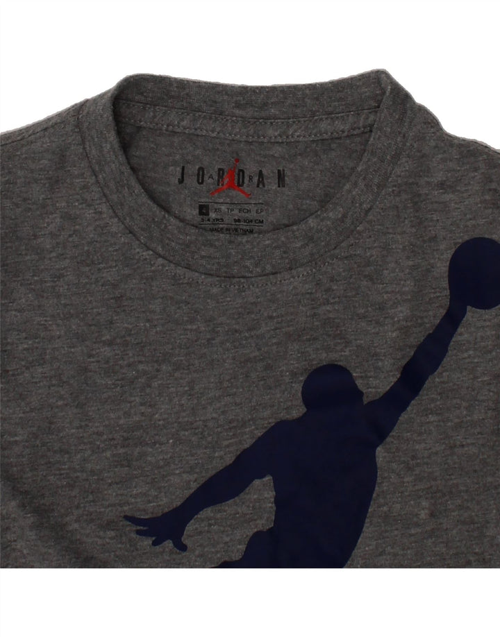 JORDAN Boys Graphic T-Shirt Top 3-4 Years Grey Vintage Jordan and Second-Hand Jordan from Messina Hembry 