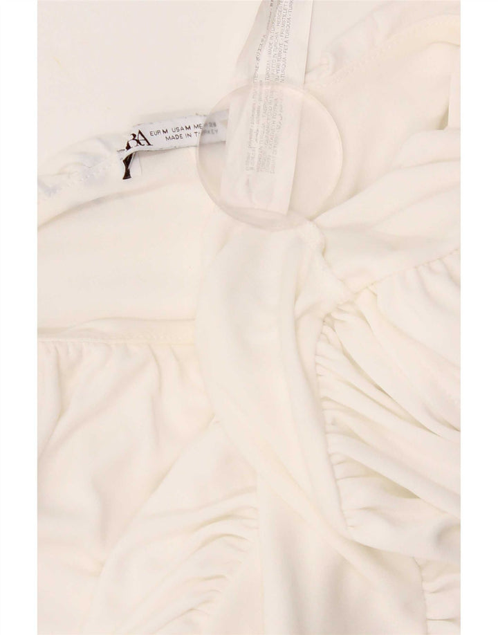 Zara Női Ujjatlan Crop Top UK 12 közepes fehér poliészter
