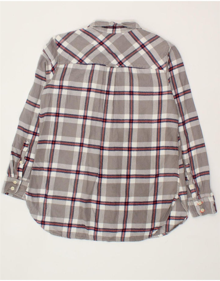 J. CREW Womens Boy Fit Longline Flannel Shirt US 4 Small Grey Check Vintage J. Crew and Second-Hand J. Crew from Messina Hembry 