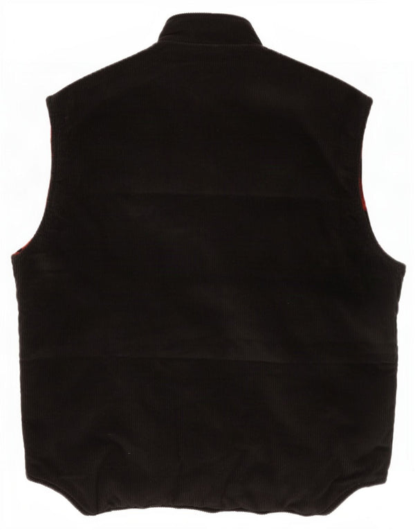 Woolrich Mens Reversible Corduroy Gilet UK 38 Medium Black Wool
