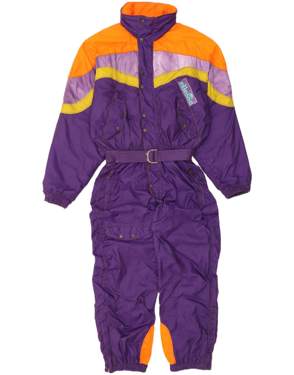 Ellesse Macacão de esqui masculino com capuz EU 50 grande bloco colorido roxo