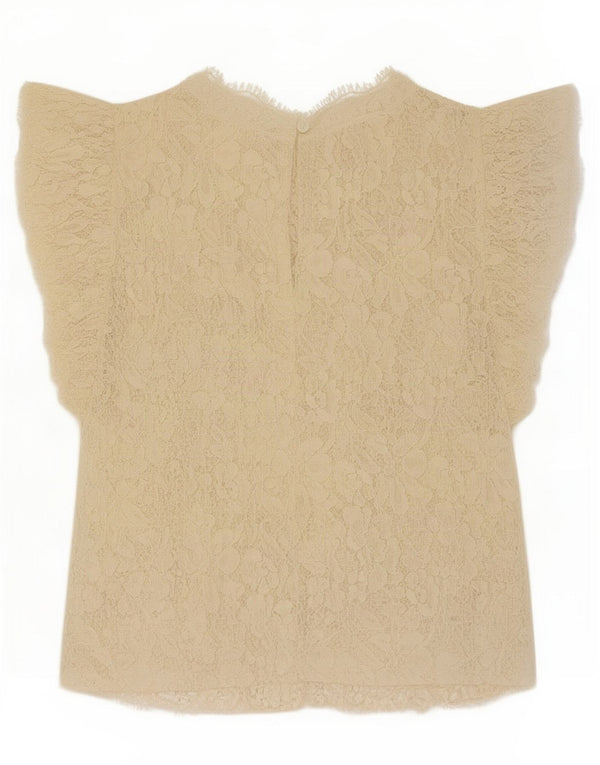 Bluză pentru femei Crop din dantelă Zara UK 12 Medium Bej Floral