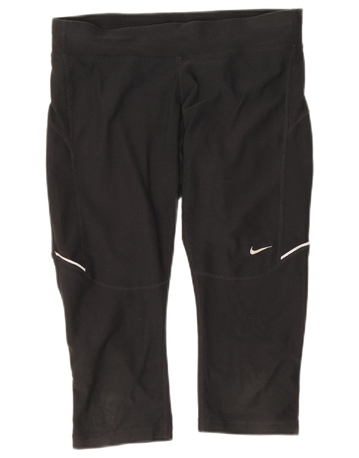 Nike Womens Dri Fit Capri Leggings UK 10 Small Black Polyester