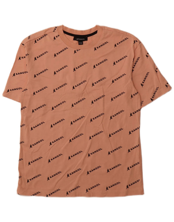 KANGOL Womens Longline Loose Fit Graphic T-Shirt Top UK 8 Small Orange