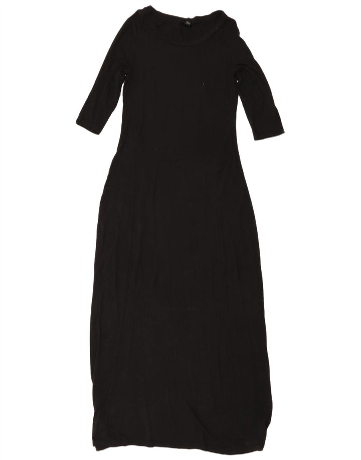 MOSSIMO Womens 3/4 Sleeve Maxi Dress UK 10 Small Black Rayon
