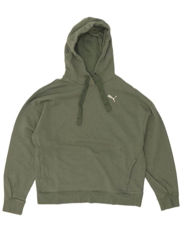 Felpa con cappuccio da donna Puma UK 14 cotone verde medio