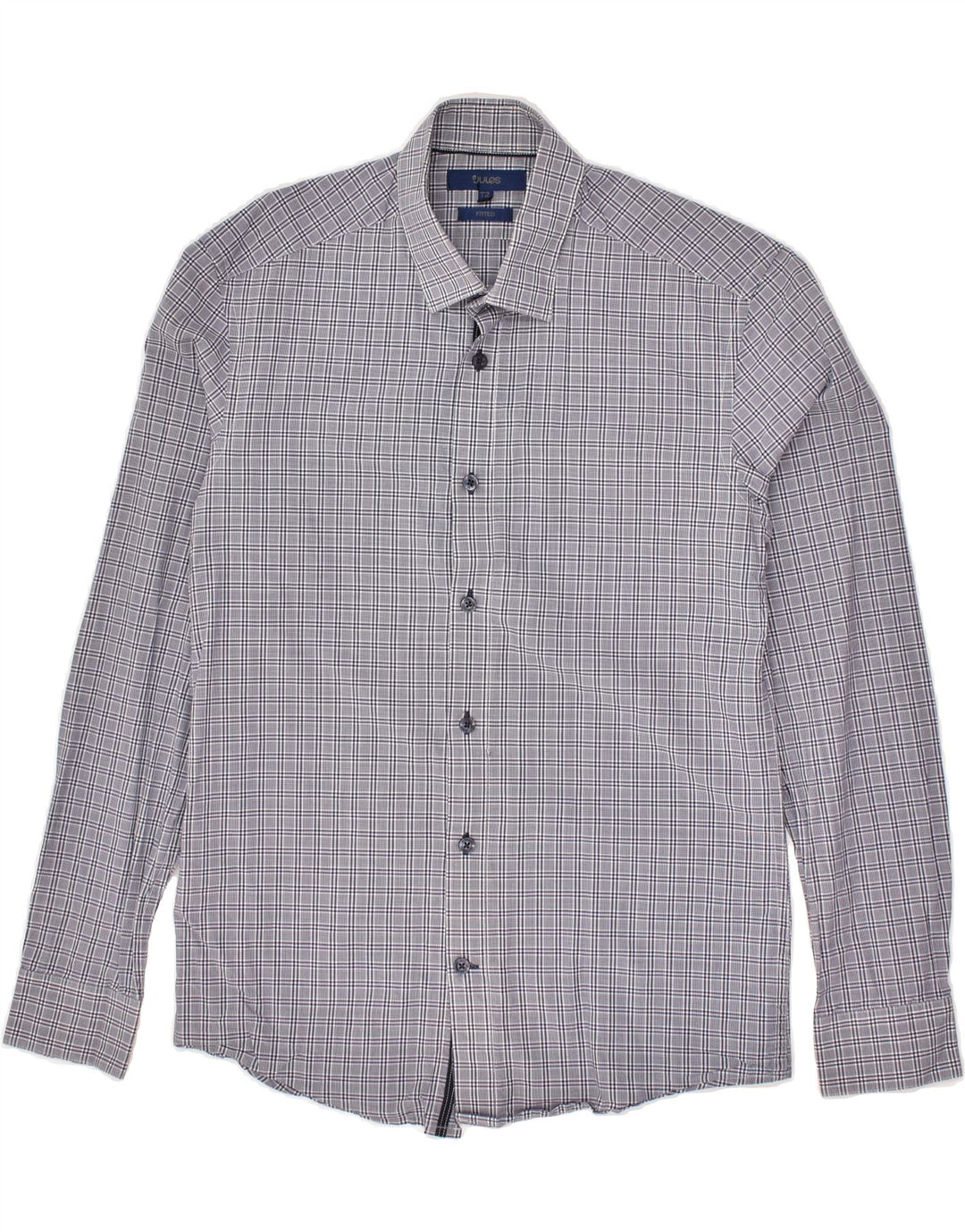 JULES Mens Fitted Shirt Size 37/38 Small Grey Check | Vintage Jules | Thrift | Second-Hand Jules | Used Clothing | Messina Hembry 