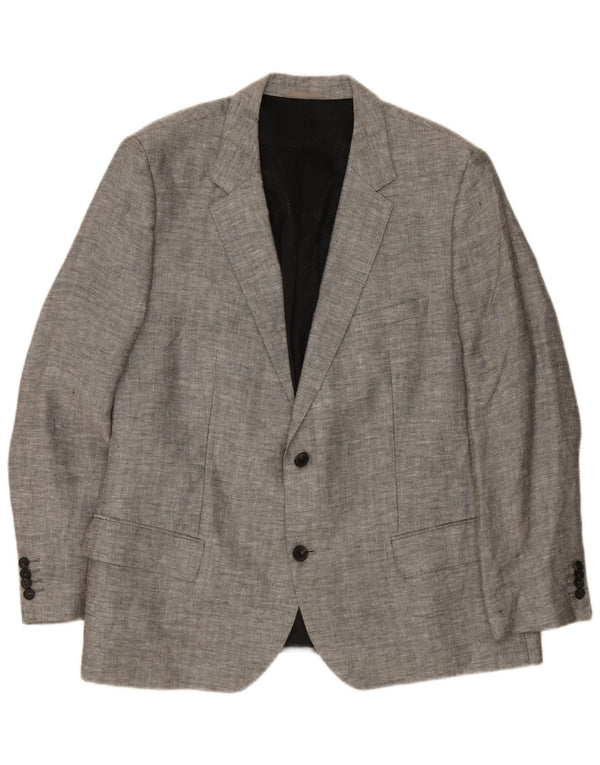 Hugo Boss Mens 2 Button Blazer Jacket EU 62 6XL Grey Linen
