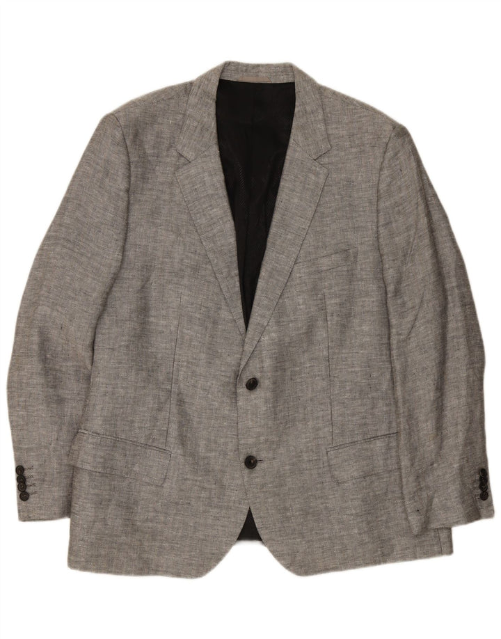Jaqueta Blazer Masculina Hugo Boss com 2 Botões EU 62 6XL Linho Cinza