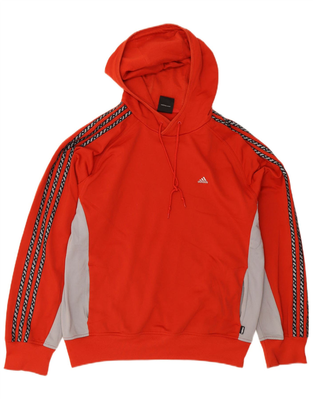 ADIDAS Mens Graphic Hoodie Jumper Medium Red Colourblock Polyester