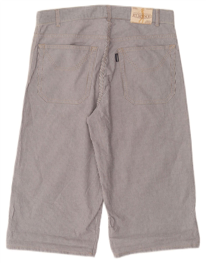 JECKERSON Mens Bermuda Shorts W30 Medium Grey Pinstripe Cotton