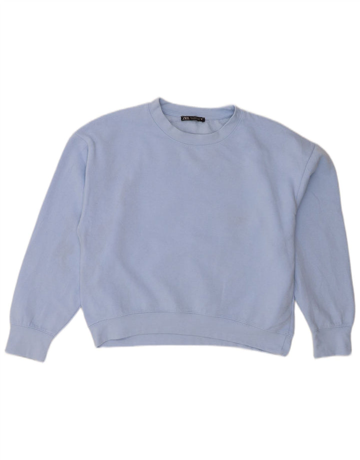 Übergroßer Sweatshirt-Pullover für Damen von Zara, Gr. 10, Größe S, blau, Polyester