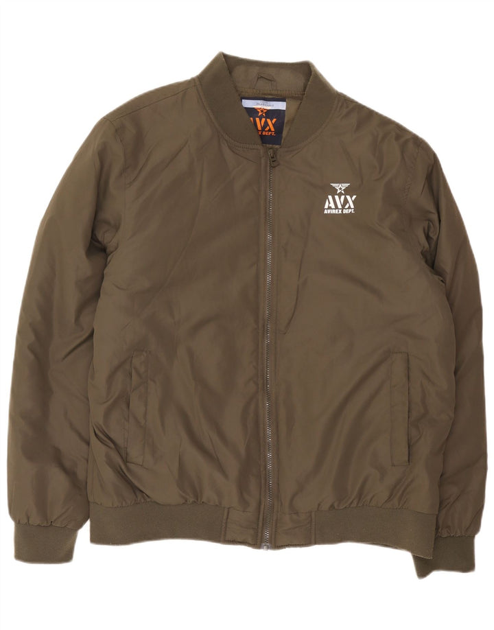 Avirex Mens Bomber Jacket UK 42 XL Khaki Polyester