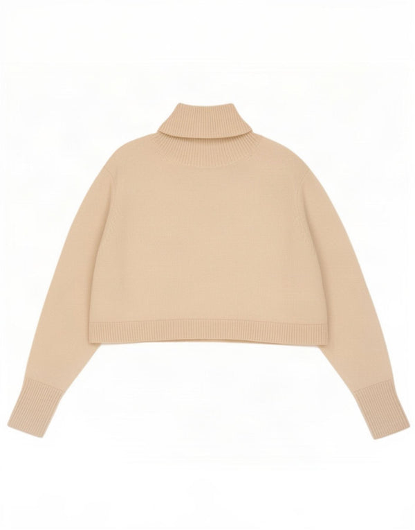Zara Damen Crop Oversized Rollkragenpullover Pullover UK 10 Small Off White