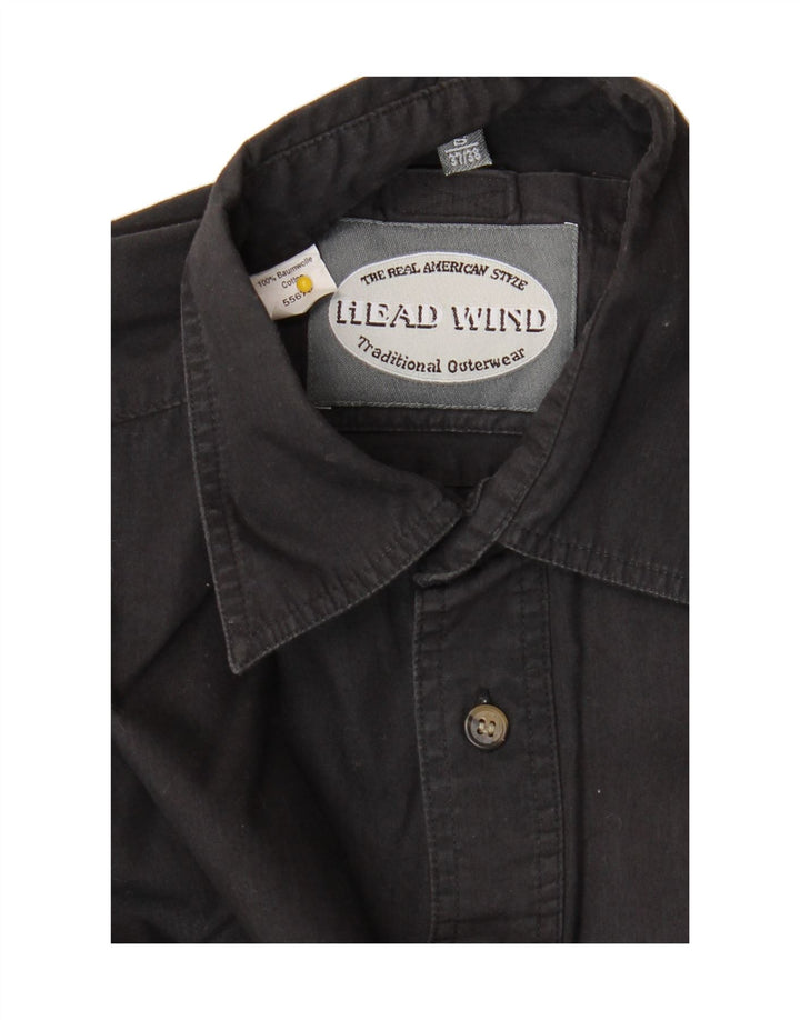 VINTAGE Mens Shirt Size 37/38 Small Black Cotton Vintage Vintage and Second-Hand Vintage from Messina Hembry 