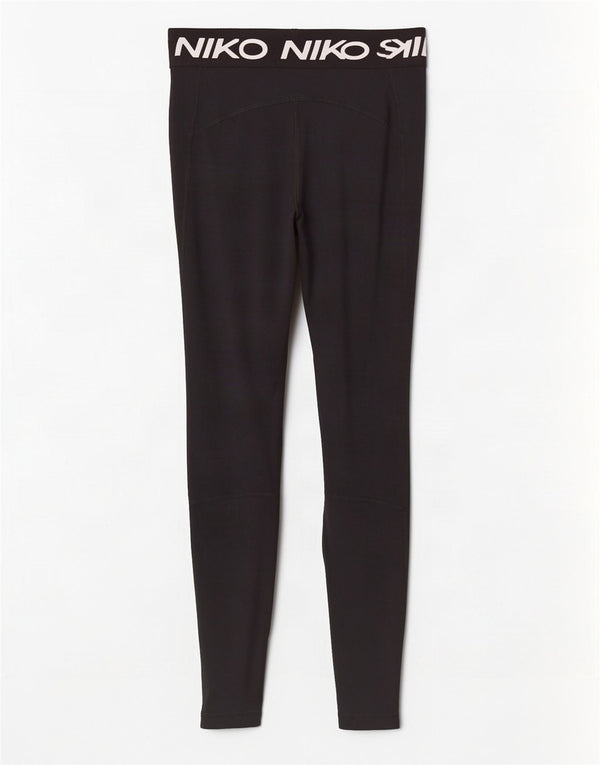 Nike Dame Dri Fit Grafiske Leggings UK 8 Small Black Polyester