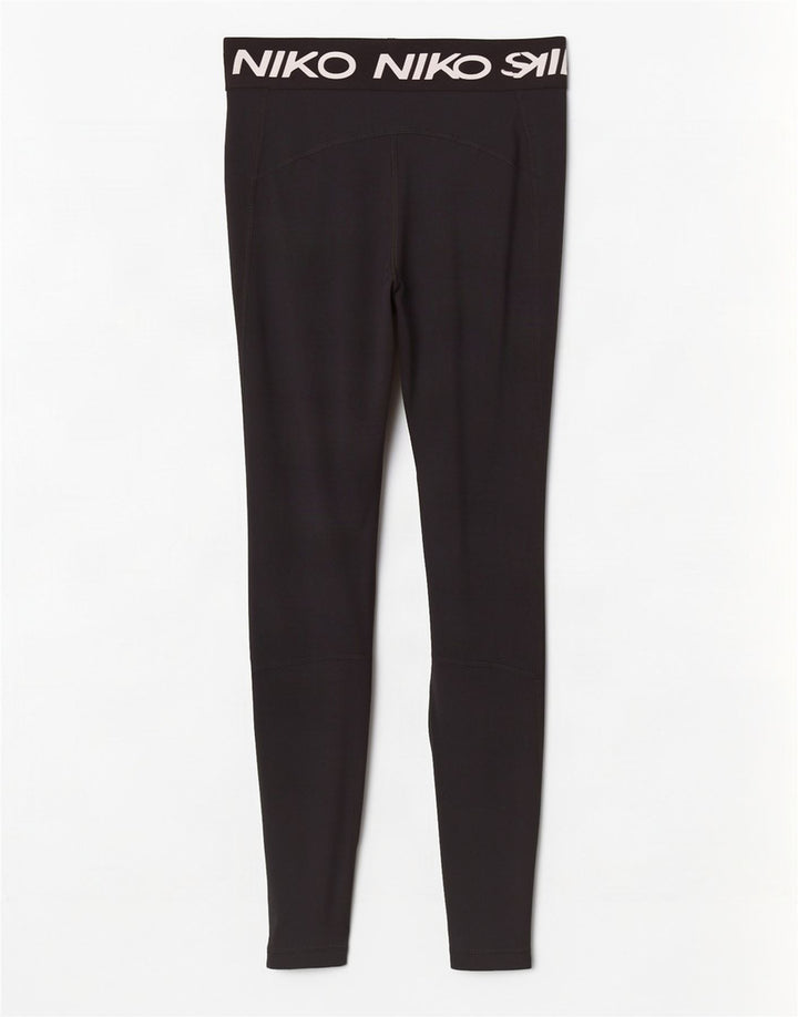 Nike Dame Dri Fit Grafiske Leggings UK 8 Small Black Polyester