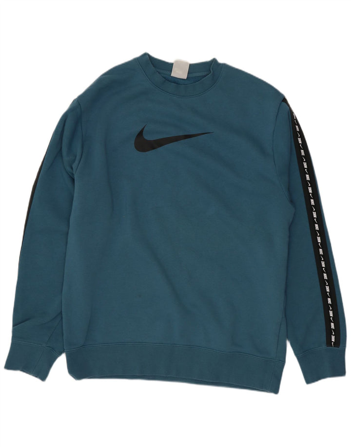 Nike Mens Graphic Sweatshirt Jumper Medium Blue Colourblock