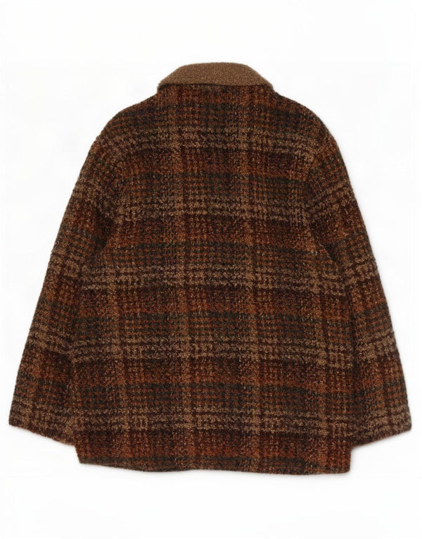 Weave of The Irish Mens Short πανωφόρι UK 14 Medium Brown καρό μαλλί