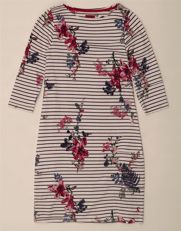 Abito tubino da donna con maniche a 3/4 Joules UK 10 piccolo cotone a righe bianche