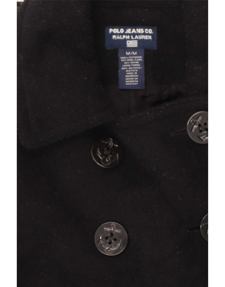 Ralph Lauren Damen Pea Coat UK 14 Mittelschwarze Wolle