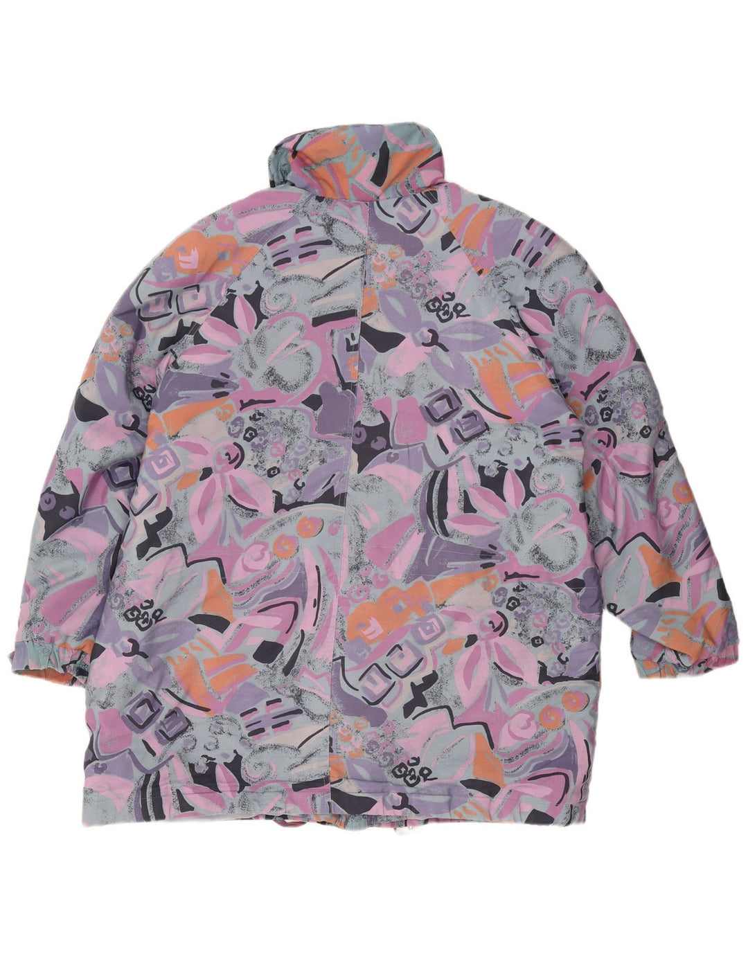 VINTAGE Womens Abstract Pattern Utility Jacket UK 20 2XL Multicoloured