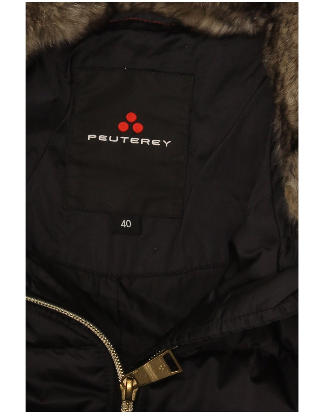 PEUTEREY Abrigo acolchado con capucha para mujer IT 40 Small Black