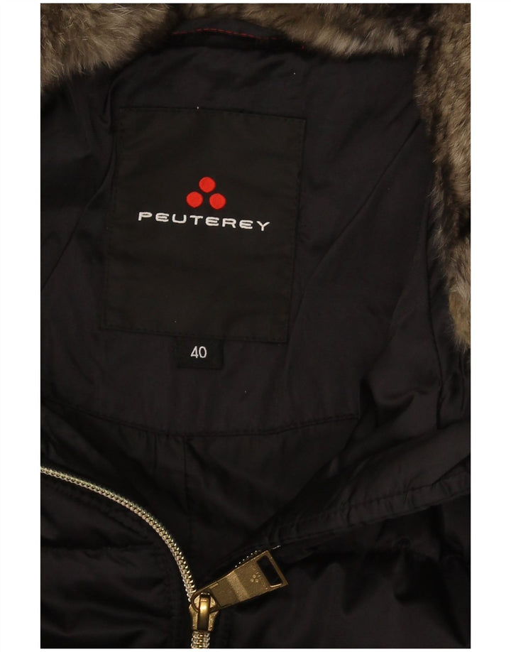 PEUTEREY Abrigo acolchado con capucha para mujer IT 40 Small Black