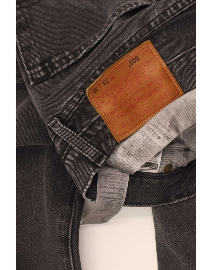 Levi's Mens 501 Straight Jeans W33 L32 Grey Cotton