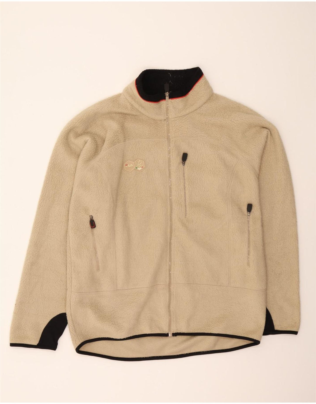 FILA Mens Fleece Jacket UK 40 Large Beige Polyester Vintage Fila and Second-Hand Fila from Messina Hembry 