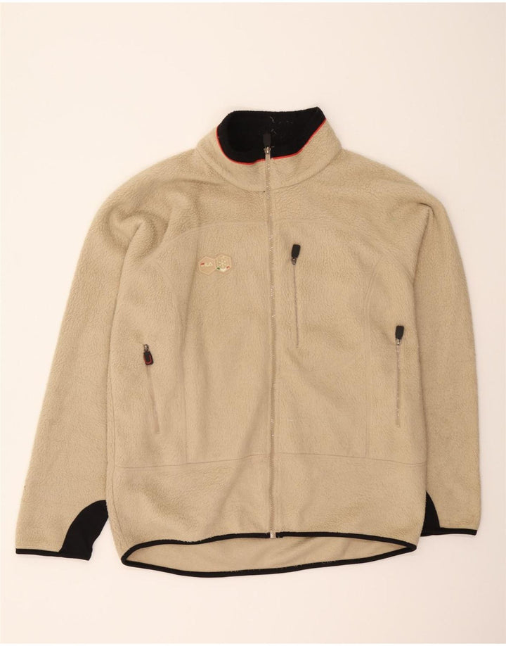 FILA Mens Fleece Jacket UK 40 Large Beige Polyester Vintage Fila and Second-Hand Fila from Messina Hembry 