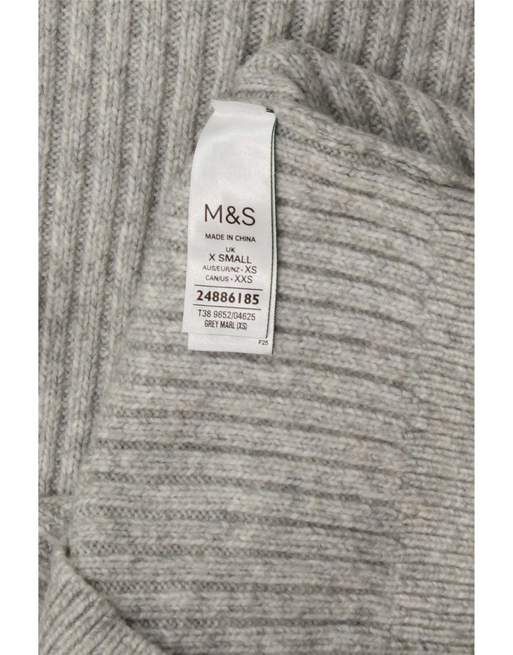Marks & Spencer Womens Crew Neck Jumper Sweater UK 6 XS Grey Polyester