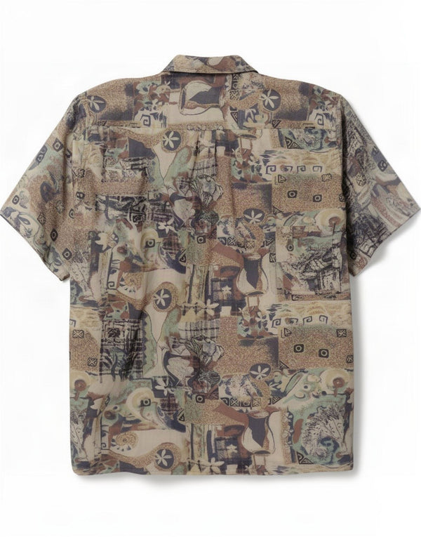 Vintage Mens Short Sleeve Shirt Large Multicoloured