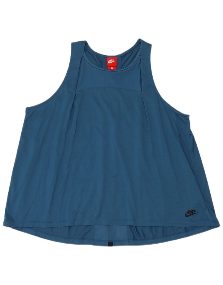 Nike Dame Oversized Vest Top UK 16 Large Blue Cotton