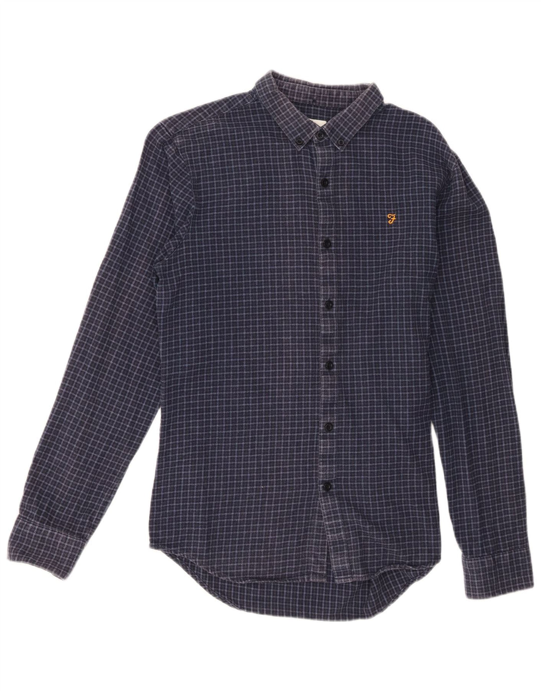 Farah Mens Flannel Shirt Medium Navy Blue Check Cotton