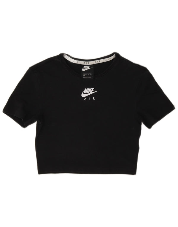 Nike Womens Crop Graphic T-Shirt Top UK 6 XS Sort
